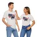 Red White and Blue Farmer Graphic, Unisex Jersey Short Sleeve Tee