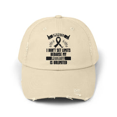 Amputee cap, My Potential is Unlimited, Limb Loss Awareness cap, distressed unisex hat, gift for amputee, recovery encouragement gift