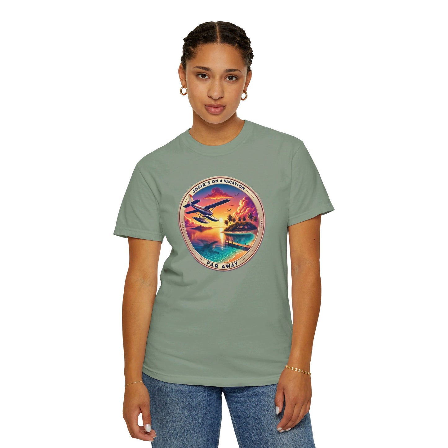 Josies On A Vacation Far Away Graphic Unisex Garment-Dyed T-shirt