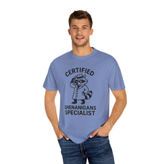 Certified Shenanigans Specialist T-shirt, Funny Tee, Unique Gift for Raccoon Lovers, Casual Wear, Birthday, Party Shirt