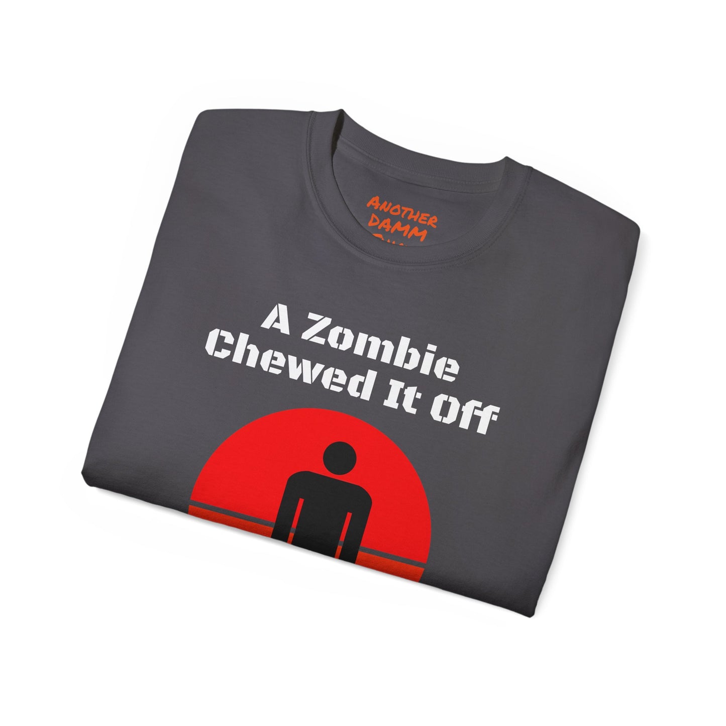 A Zombie Chewed It Off - Unisex Ultra Cotton Tee | Amputee, Leg Amputee, Limb Awareness. Amputee Zombie Fan, Amputee Sunset, Amputee Fun