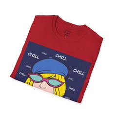 Chill Girl Unisex Softstyle T-Shirt  Pop Art Girl Wearing Sunglasses