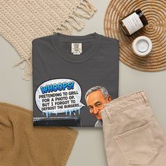 Grill Master Grandpa Funny BBQ T-Shirt — "Whoops! Pretending to Grill for a Photo" Graphic Tee