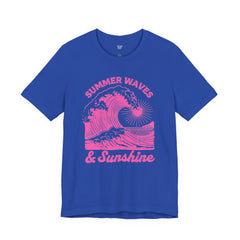 Summer Waves & Sunshine Tee — Retro Pink Surf Graphic T-Shirt