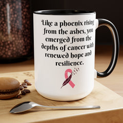 Phoenix mug, cancer survivor gift, hope mug, resilience gift, awareness mug, survivor coffee cup, cancer recovery gift, phoenix rising mug