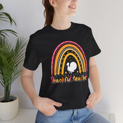 Thankful Teacher T‑Shirt – Retro Rainbow Turkey Teacher Appreciation Tee
