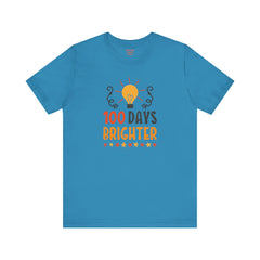100 DAYS BRIGHTER - Unisex Short Sleeve Tee | Elementary School Holiday, Teachers Apparel, KidS Motivation, Gift For Him, Gift For Her