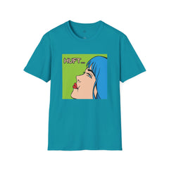 Pop Art Gal T-Shirt featuring Blue Hair and Red Lips Unisex Soft Style Shirt