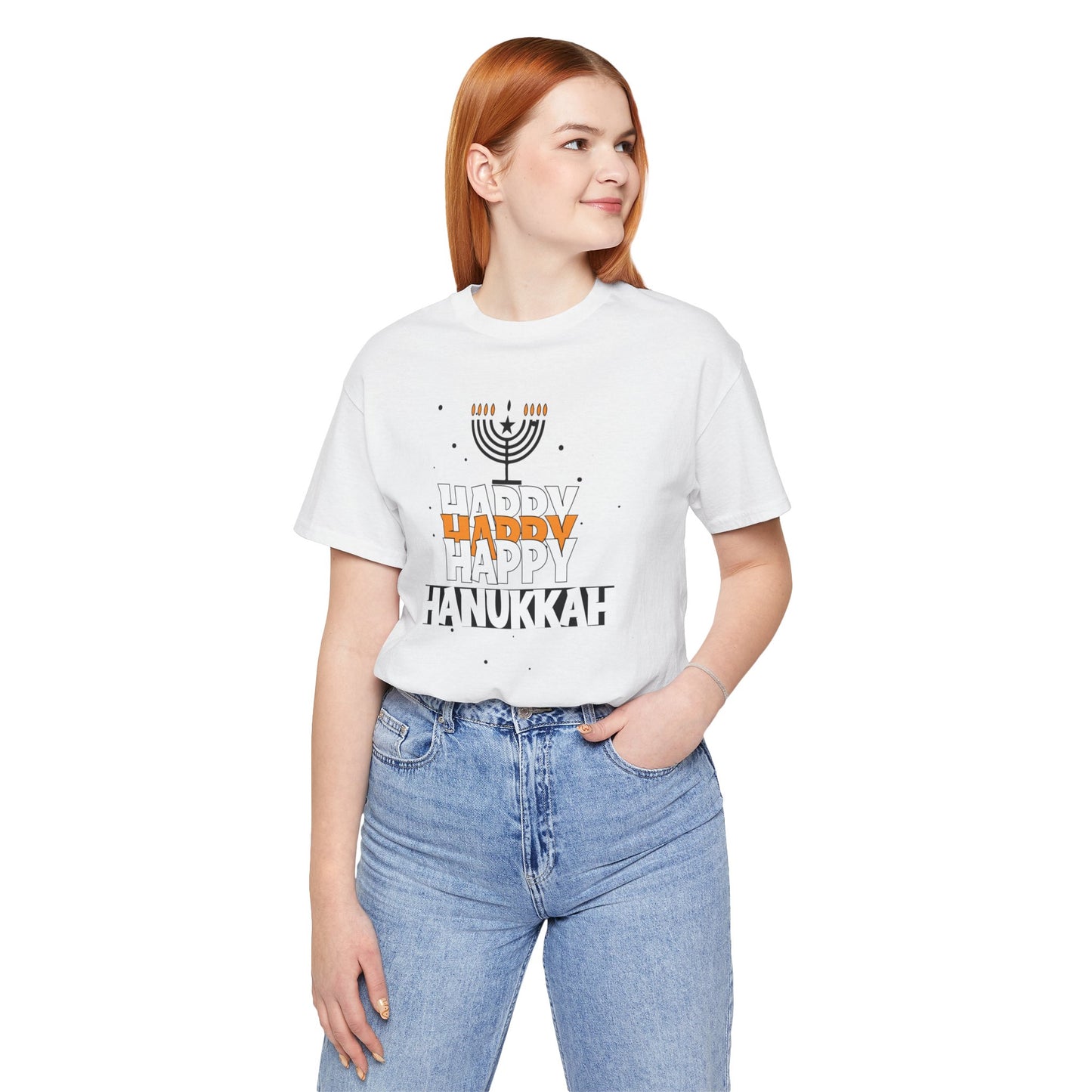 Happy Hanukkah Menorah - Unisex Jersey Short Sleeve Tee