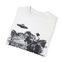 UFO Meets Cowboy Unisex Garment Shirt -Dyed  T Shirt