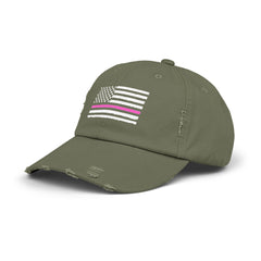 Support Cancer Survivors, Unisex Distressed Cap, US Flag Cancer Awareness, Gift For Him, Gift For Her, Pink Supporter, Cancer Survivors Flag