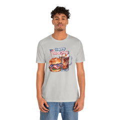Happy 4th Of July Burger and Mug Graphic, Unisex Jersey Short Sleeve Tee