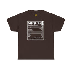 Leg Amputee Nutrition Facts - Unisex Heavy Cotton Tee / One Leg Humor / Funny T Shirt / Motivational / Lost my leg not my courage