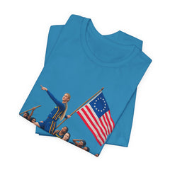 Historical Fever Patriot T‑Shirt — Revolutionary Flag Rowboat Design