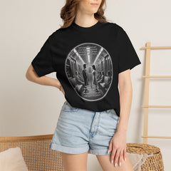 Don;t Stop Believing Subway Reflection T-Shirt — Vintage Black & White Urban Photo Tee