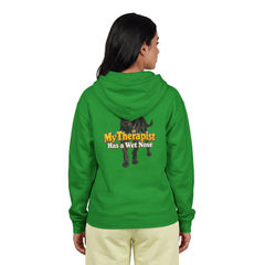 Personalized with your dogs image Zip Hoodie — "My Therapist Has a Wet Nose" Graphic