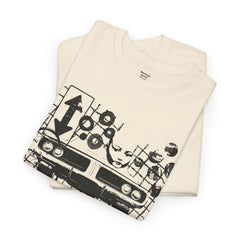 Abstract Retro Racing Car Unisex Heavy Cotton Tee | Perfect for Car Enthusiasts, Father's Day Gift, Casual Wear, Vintage Style, Unique Graphic Shirt