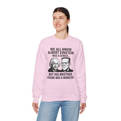 Funny Albert Einstein Geek Crewneck Sweatshirt, Science Lovers Gift, Frankenstein Halloween Apparel