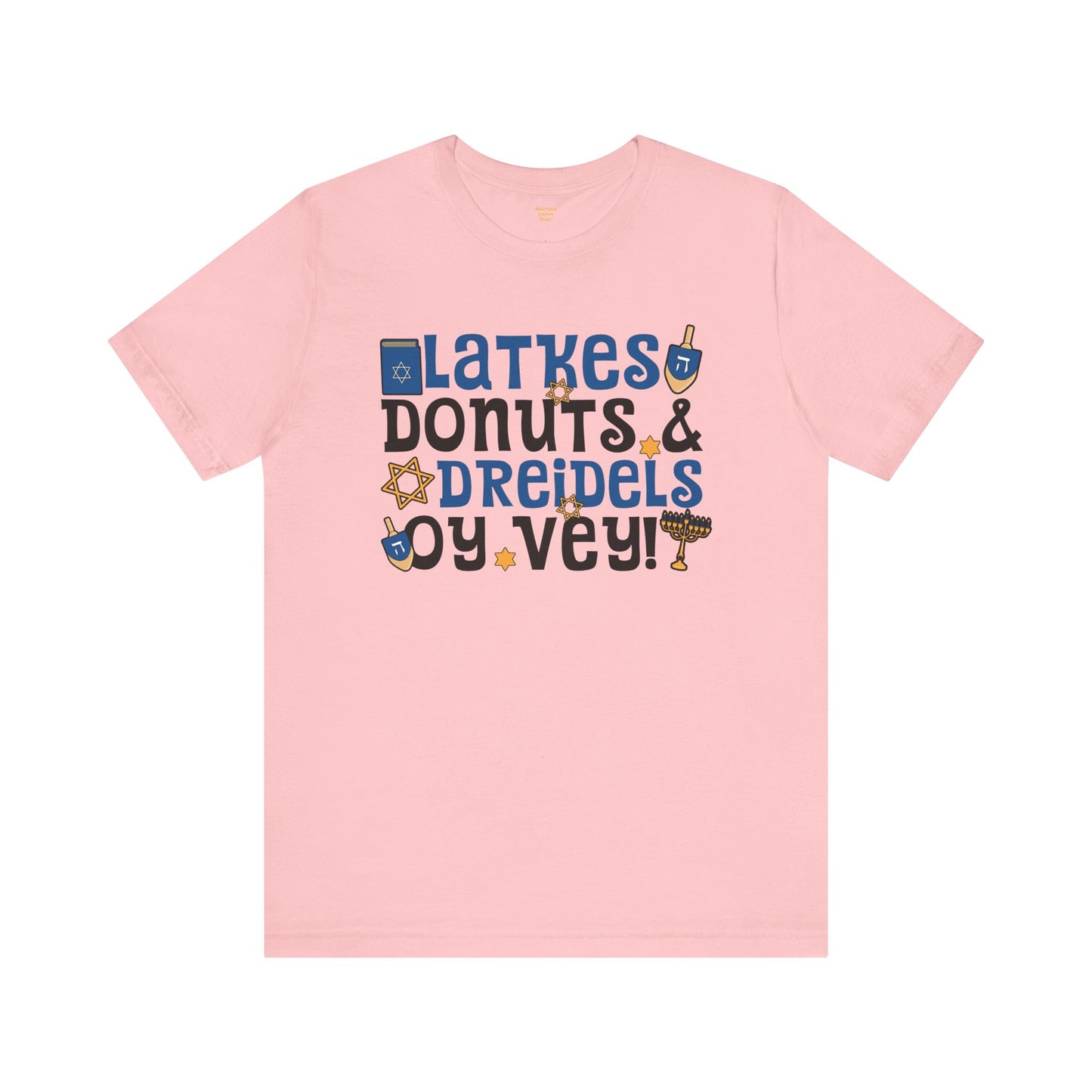 Latkes, Donuts, Dreidel, Oy Vey! - Unisex Jersey Short Sleeve Tee