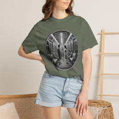 Don;t Stop Believing Subway Reflection T-Shirt — Vintage Black & White Urban Photo Tee