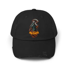 Grim Reaper Happy Halloween Unisex Distressed Cap