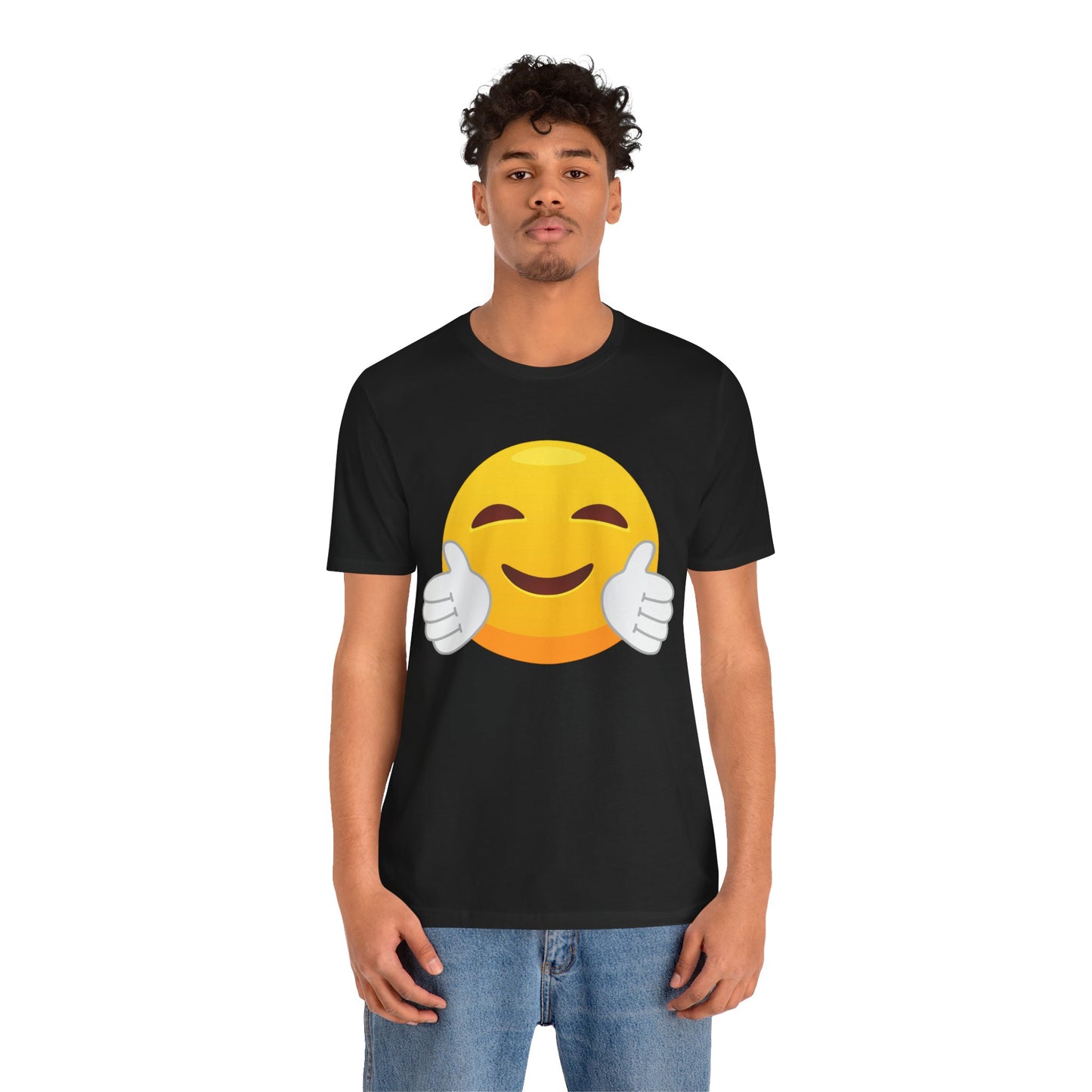 Emoji With White Gloved Hug - Graphic Unisex Jersey Short Sleeve Tee