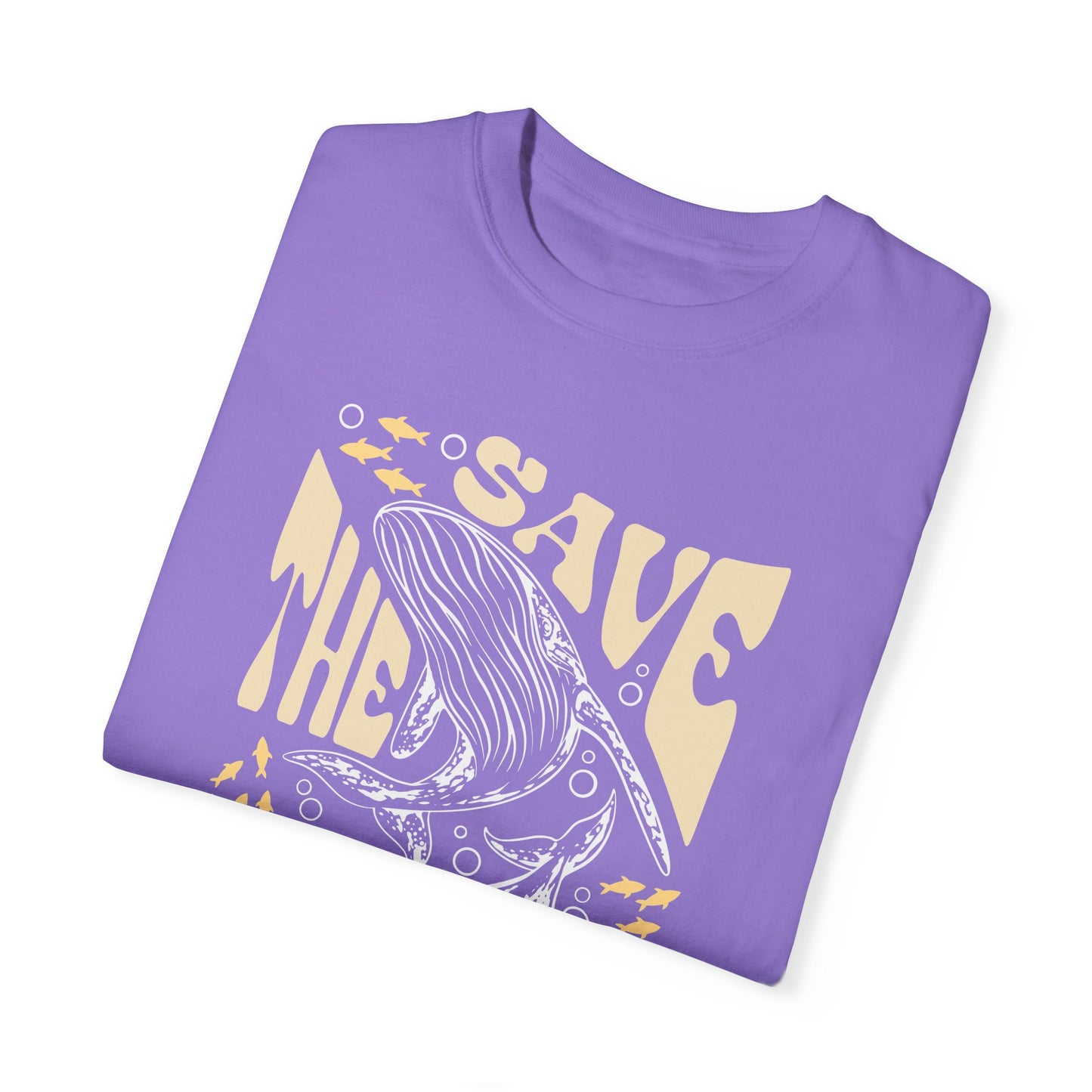 Whales, Save The Ocean -  Graphic Unisex Garment-Dyed T-shirt