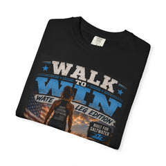 Women's Leg Amputee Walk to Win Water Leg Beach T-Shirt — Motivational Ocean Sunset Graphic Tee