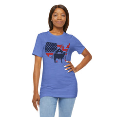 Red White and Blue Farmer Graphic, Unisex Jersey Short Sleeve Tee