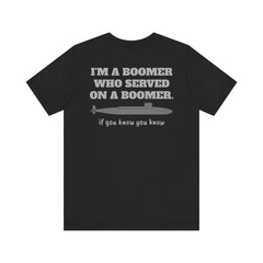 Veteran Submarine Tee — "I’m a Boomer Who Served on a Boomer" Navy Crew Shirt