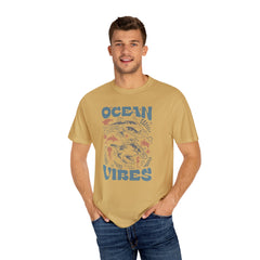 Whales and Dolphins, Ocean Vibes -  Graphic Unisex Garment-Dyed T-shirt