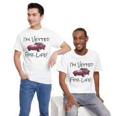 Red Corvette Summer Unisex Tee - I'm Vetted For Life Front and Back Image T Shirt