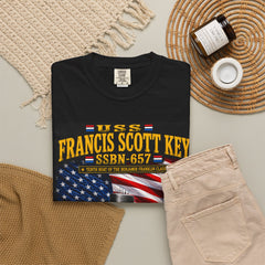 USS Francis Scott Key SSBN-657 Submarine T-Shirt – Forty One for Freedom, American Flag Patriotic Tee