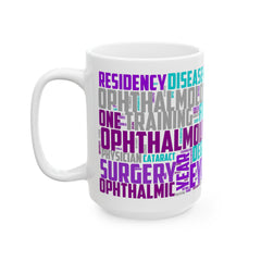 Ophthalmology Word Cloud Ceramic Mug — Eye Doctor Resident Gift (11oz/15oz)