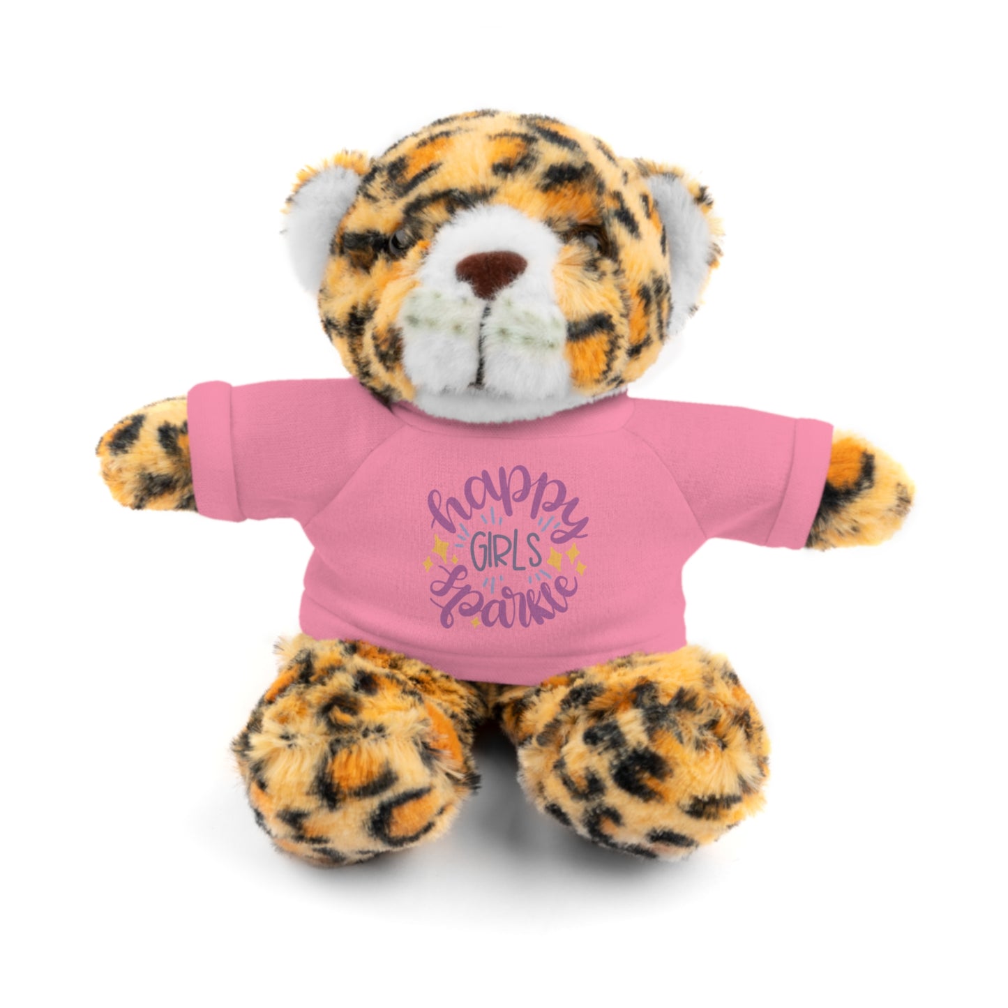 Stuffed Animals with T Shirt, Girl Quote, Support Wildlife, Happy Girls Sparkle, gift for her, Birthday Gift, Everyday gift, animal lover gift, nature lover gift