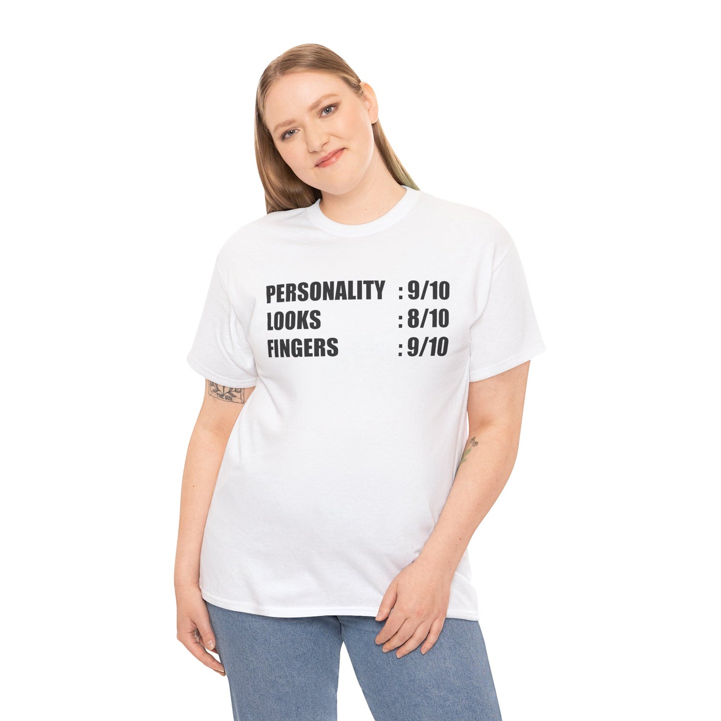 Personality, Looks, Fingers Count - Unisex Heavy Cotton Tee / Prosthetic Humor / One Leg / One Arm / Missing Fingers