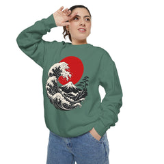 Japanese Wave and Red Sun Comfort Colors Sweatshirt