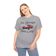 Red Corvette Summer Unisex Tee - I'm Vetted For Life Front and Back Image T Shirt