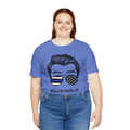 BACK THE BLUE Dad with Glasses, Graphic Unisex Short Sleeve Tee