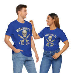 Fitness Tee | Leg Amputee Funny Skull, Everyday Leg Day Gym Shirt, Workout Top