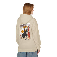 Breakfast Club Hoodie — Cute Black Dog, Bacon & Egg Graphic Pullover
