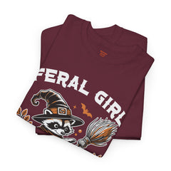Feral Girl Halloween Raccoon! Graphic Unisex Heavy Cotton Tee
