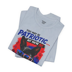 Personalized With Your Dogs Image and Name Patriotic Unisex Jersey Short Sleeve Tee