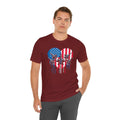 Red White and Blue Heart with Jets Graphic, Unisex Jersey Short Sleeve Tee