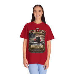 USS Patrick Henry SSBN 599 Submarine T-Shirt with a quote from its namesake