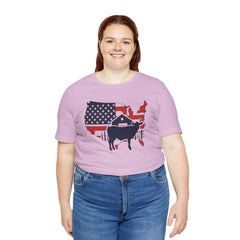 Red White and Blue Farmer Graphic, Unisex Jersey Short Sleeve Tee