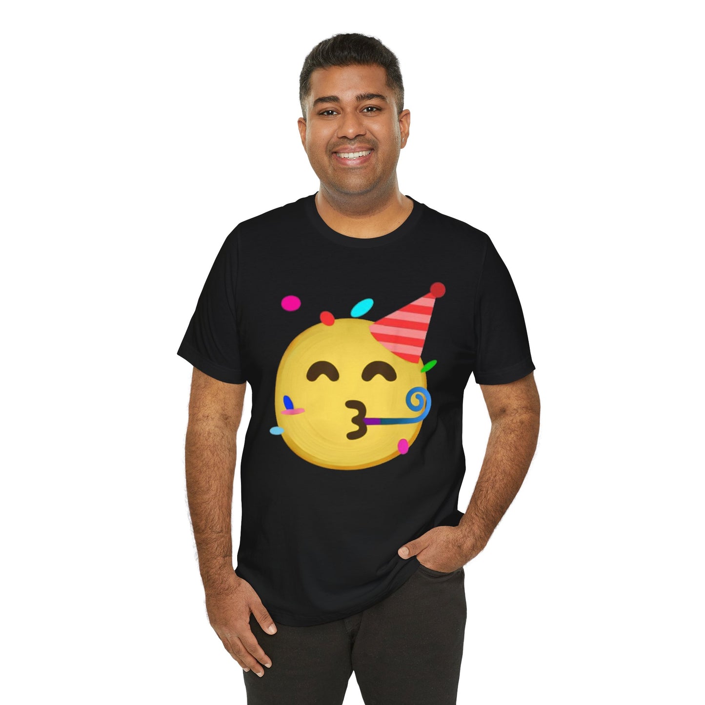 Emoji Whos Partying - Graphic Unisex Jersey Short Sleeve Tee