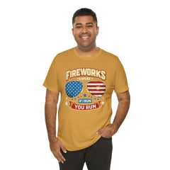 Fireworks Expert, If I Run You Run, Sunglasses  Graphic, Unisex Jersey Short Sleeve Tee