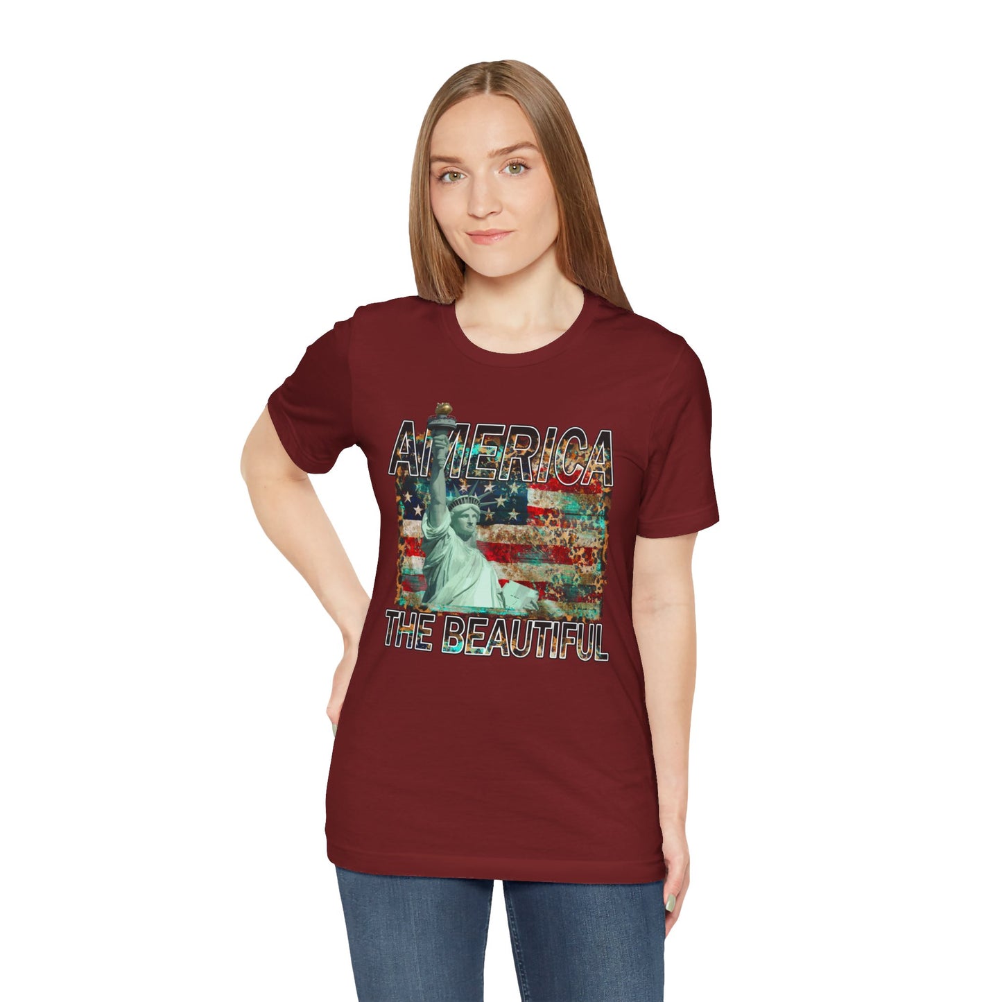 Statue Of Liberty, America The Beautiful, Unisex Jersey Short Sleeve Tee