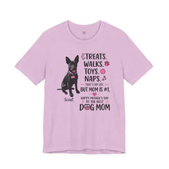 Personalized Your Dog and its name Mother's Day T-Shirt — 'Treats. Walks. Toys. Naps.